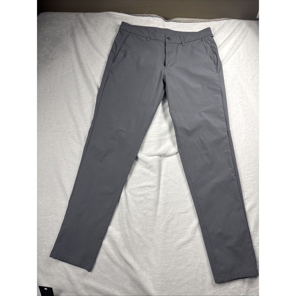 Lululemon Slim Commission Pants Men 33x30" Gray Warpstreme EUC Zip Flex Stretch